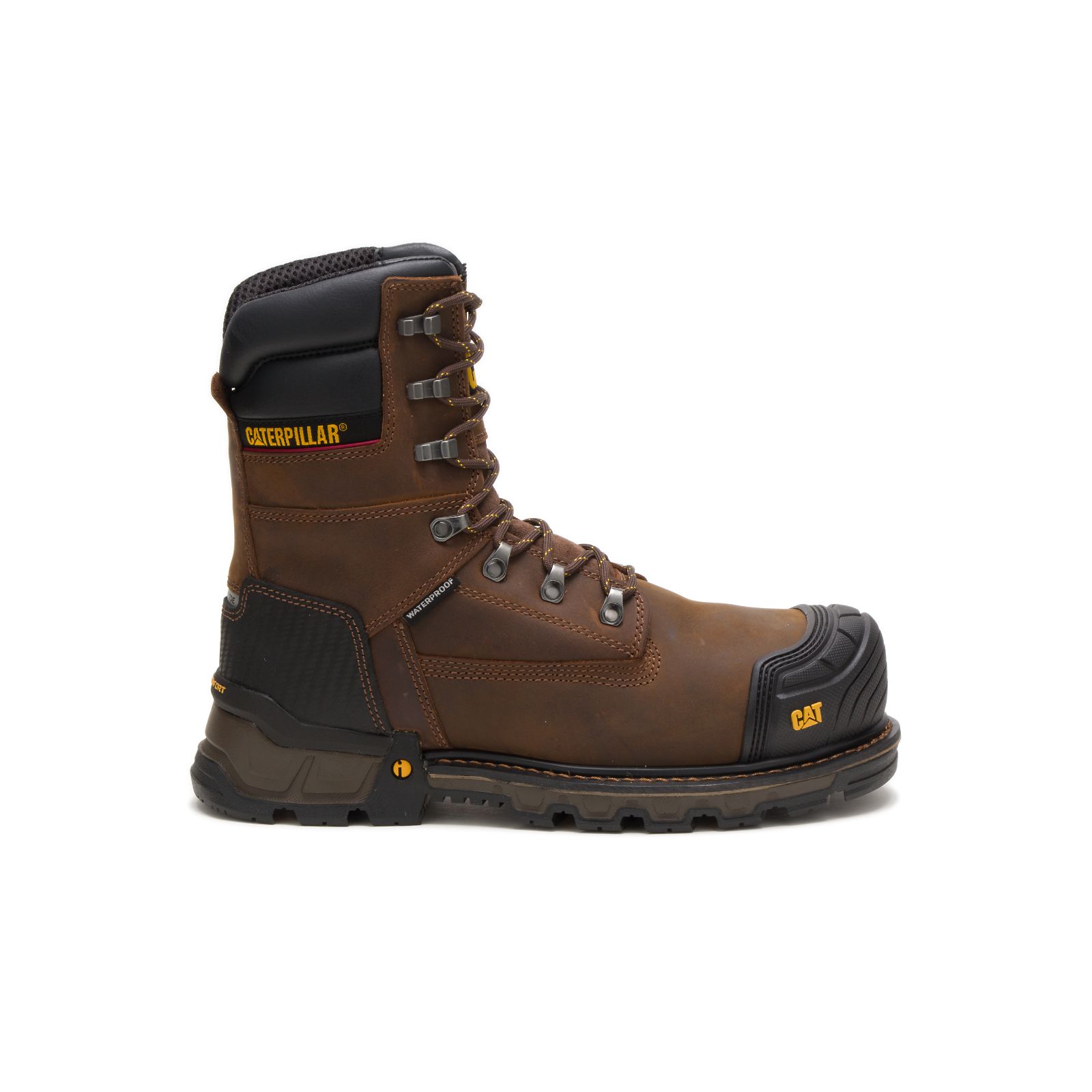 Caterpillar Boots South Africa - Cat Men's Excavator Xl 8" Waterproof Thinsulate™ Composite Toe Work Boots Dark Brown MJ8052169